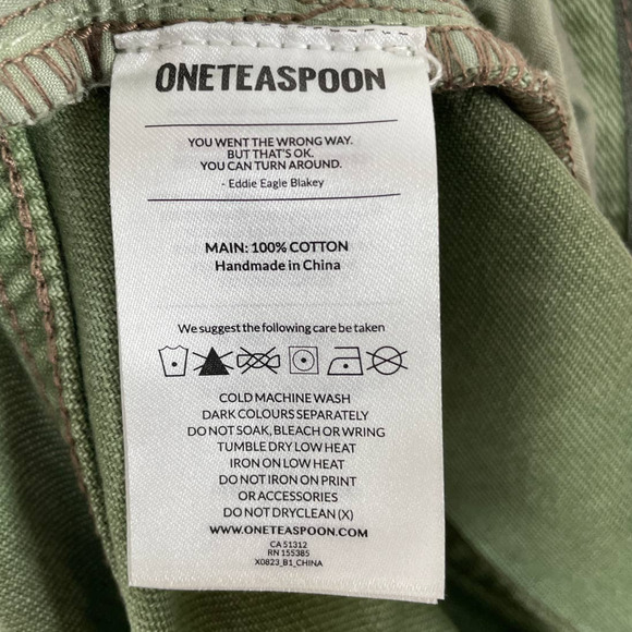 One Teaspoon Green Distressed Whiskering Straight Leg Women's Jeans 25 - Picture 4 of 4